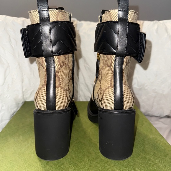 Gucci Women's Black and Beige Ankle Boots - Picture 5 of 8